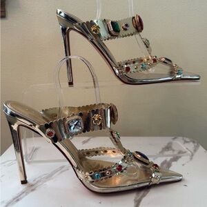 Azalea Wang Zya Multi Gem Stone Gold Stilettos, Size 10, NWOB
